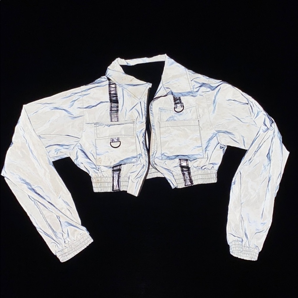Dolls Kill holographic cropped jacket